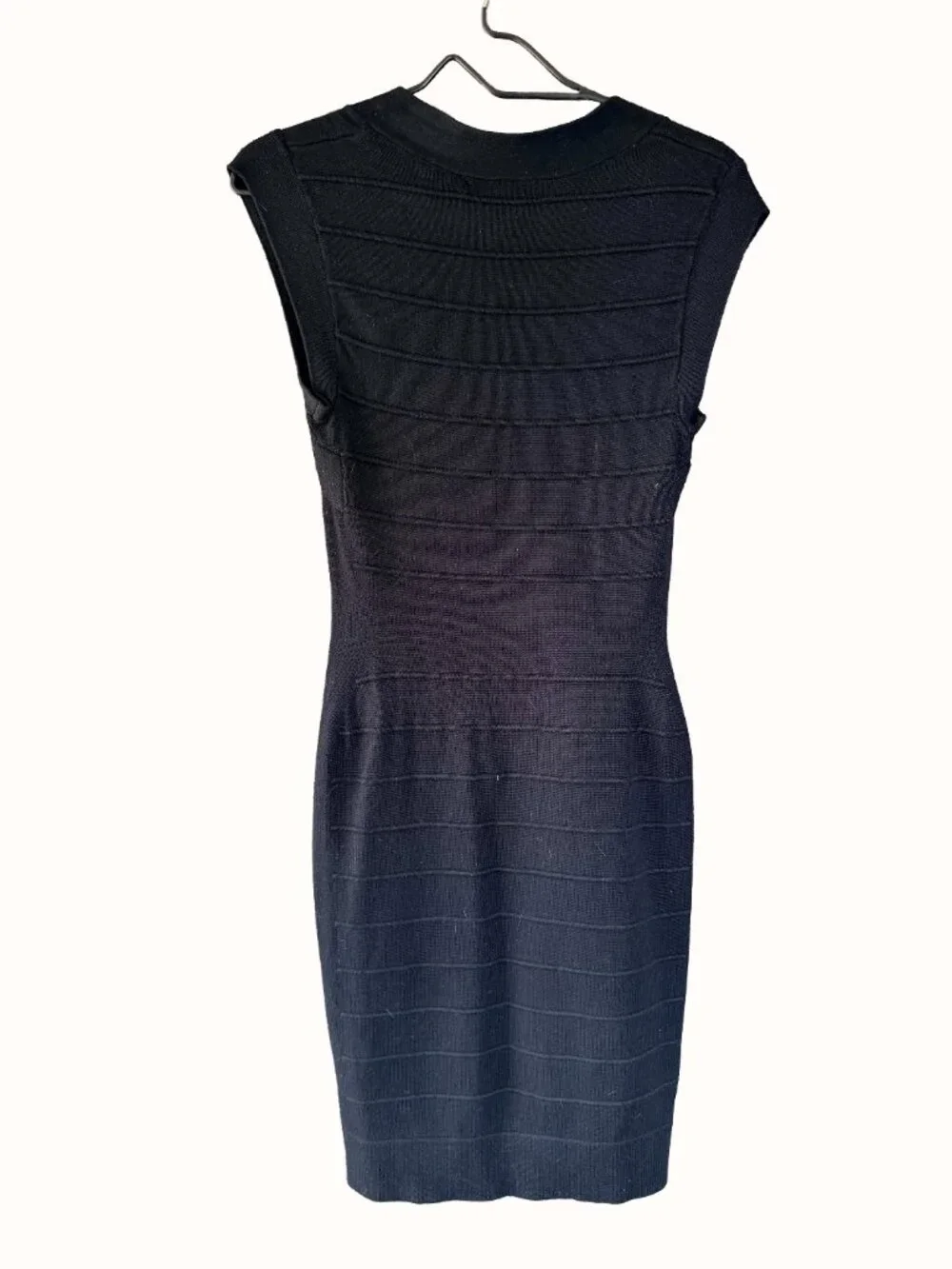 Nicki Minaj Black Bandage Bodycon Dress Ribbed Cap Sleeve M